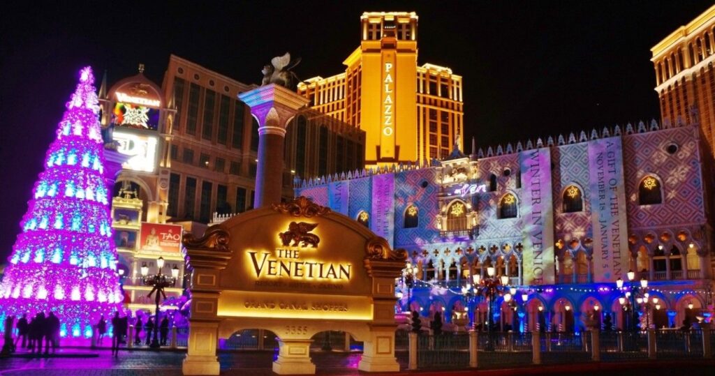 The Venetian, Las Vegas with christmas lights