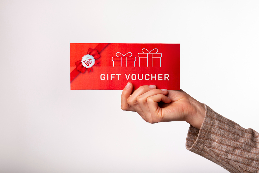 beautiful gift voucher with hand
